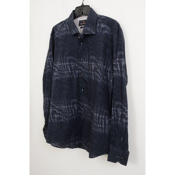 BAQCHI Men's XL 43-44 Artsy Tie-Dye Slim Fit Long Sleeve Shirt Preppy Academia - Picture 2 of 13